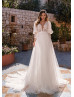 Puff Sleeves Beaded Fabulous Bling-bling Wedding Dress